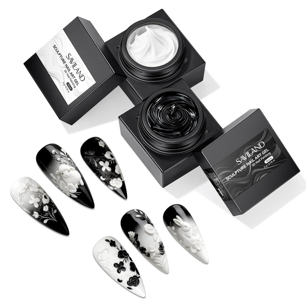 3D Sculpting Gel for Nail Art - Black & White Micro Sculpture