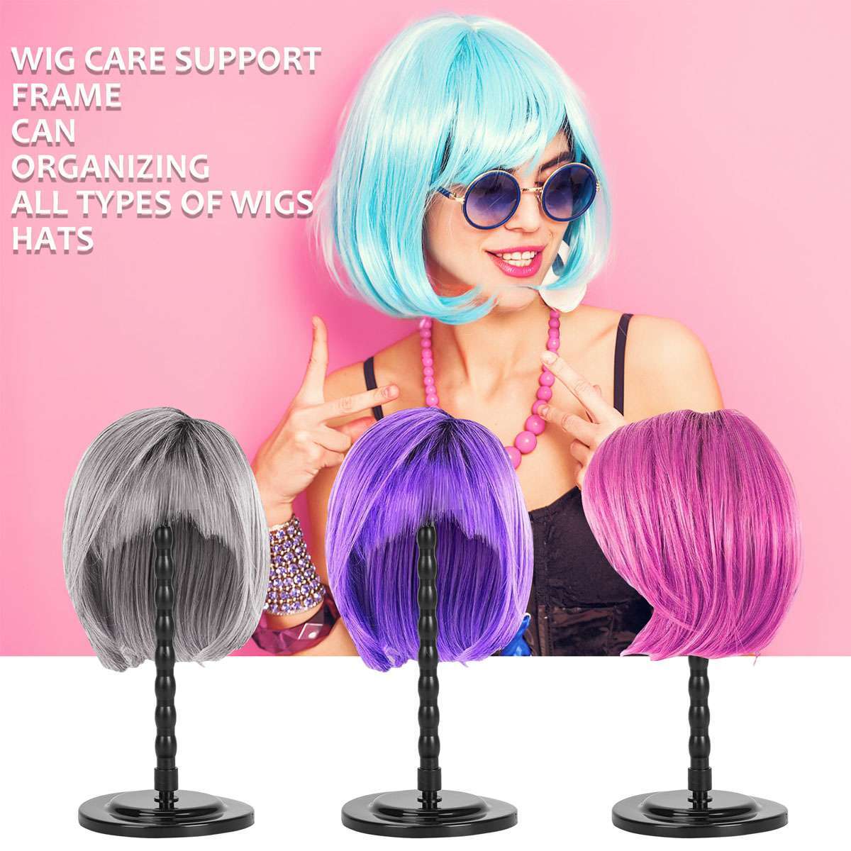 Portable Wig Stand Holder 13.8 Inch for Wigs & Hats - 1/2/3 Pack