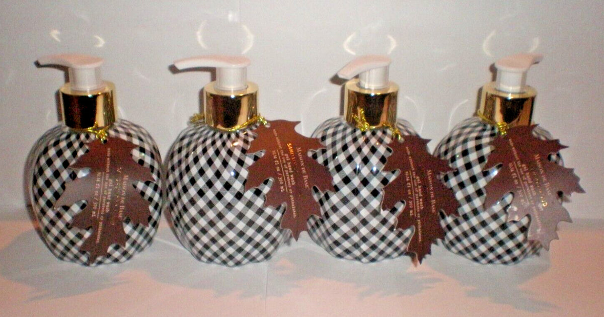 Fall Themed Hand Soap Set - Sandalwood & Oud, Black & White, 4 Bottles