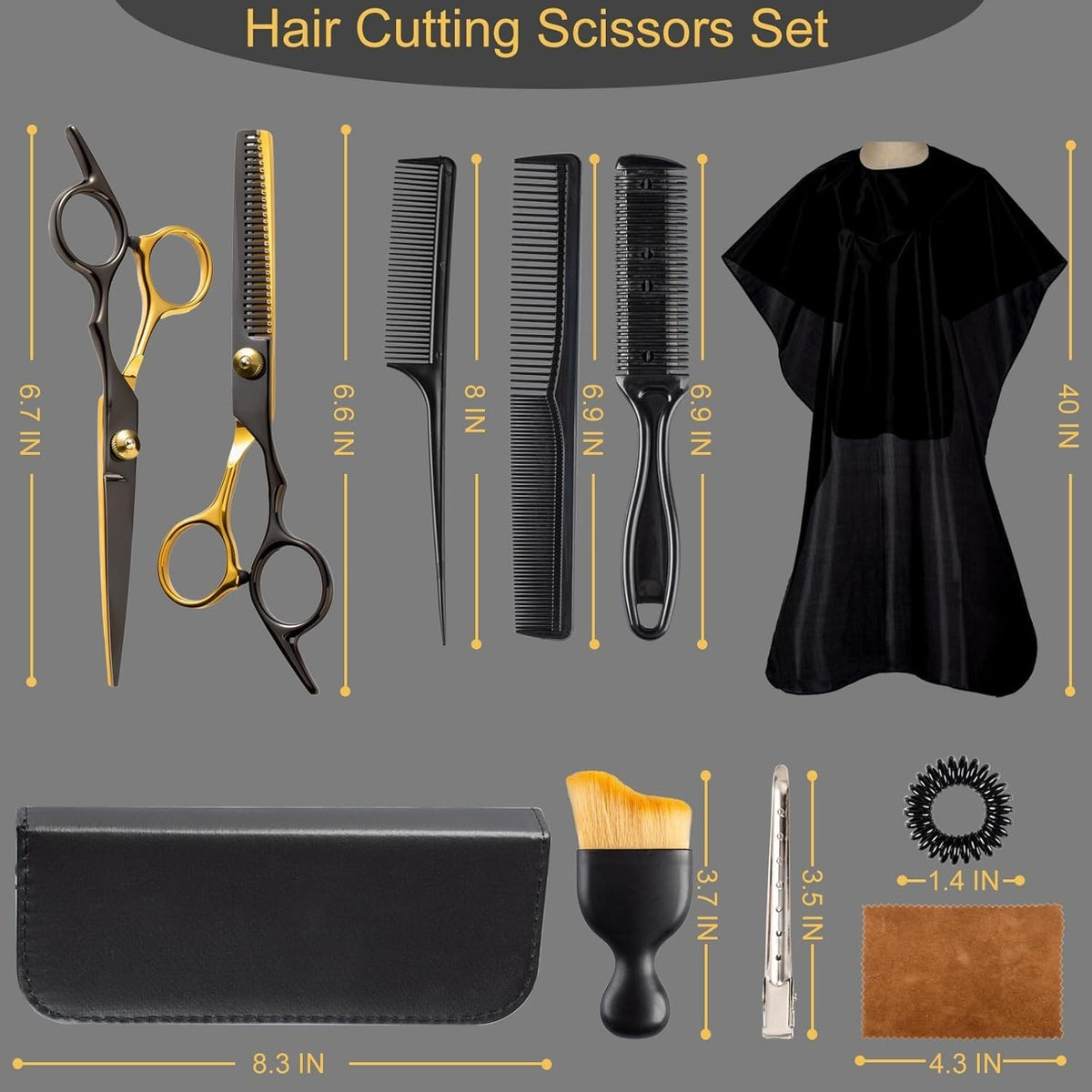 Professional 15-Piece Hair Cutting Scissors Set with Thinning Shears