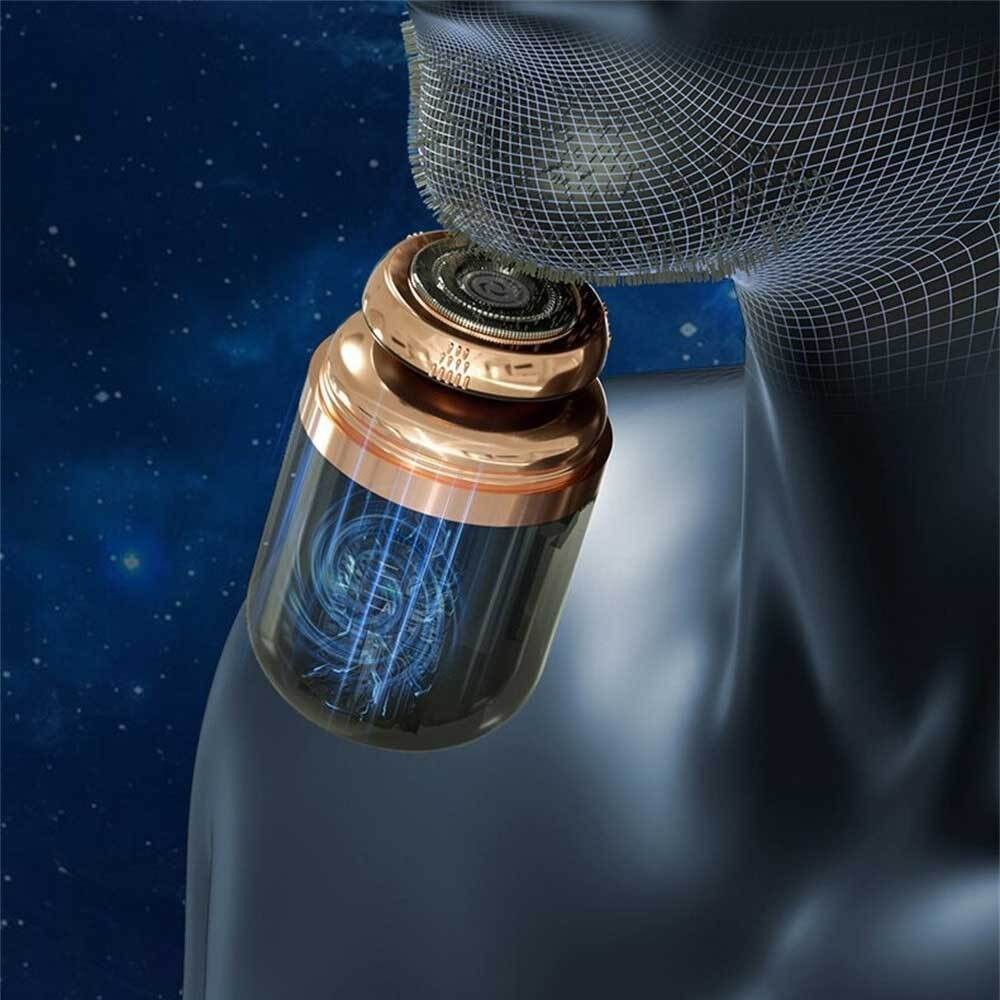 Mini Electric Shaver for Men - Portable Waterproof Razor with Replaceable Heads