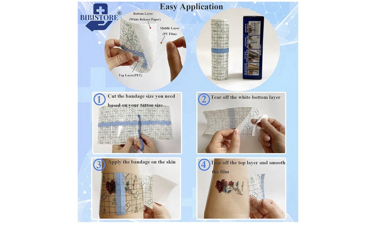 Waterproof Tattoo Aftercare Bandage - Clear 7.87" x 11 Yards