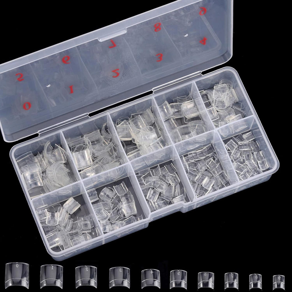 Short Square Acrylic Nail Tips 500Pcs - Clear Half Cover False Nails