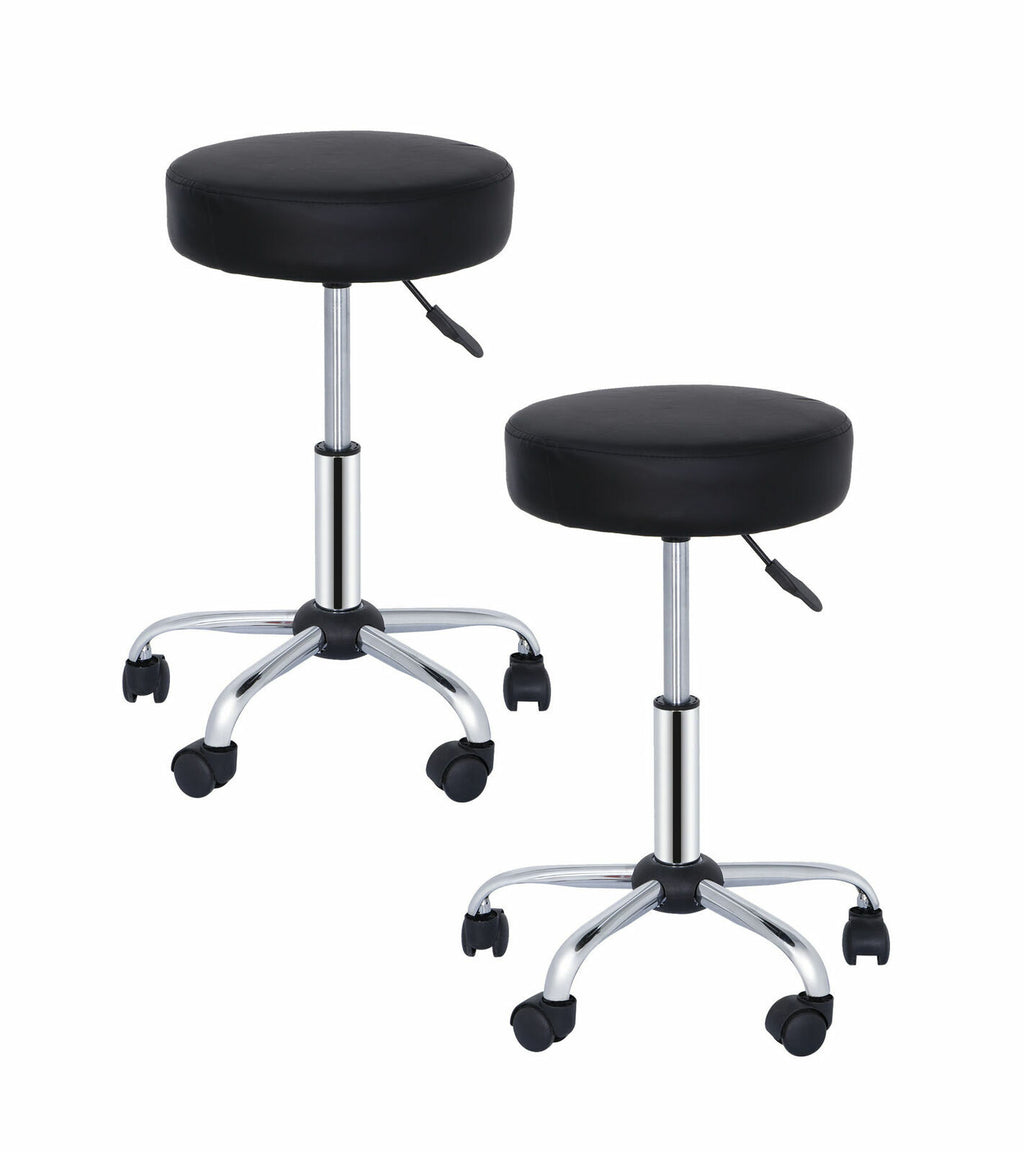 Adjustable Hydraulic Salon & Tattoo Chair Stools 2-Pack with Swivel Wheels