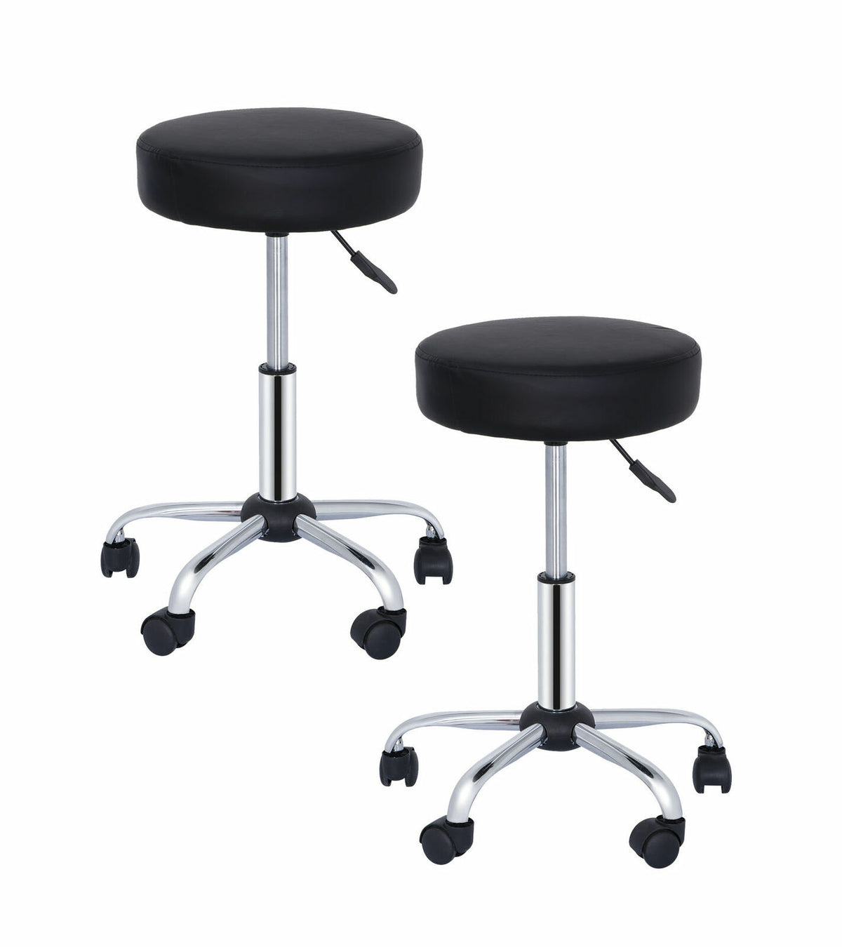 Adjustable Hydraulic Salon & Tattoo Chair Stools 2-Pack with Swivel Wheels
