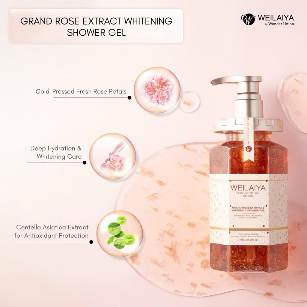 Damask Rose Extract Shower Gel 450mL - Luxurious Whitening & Fragrance