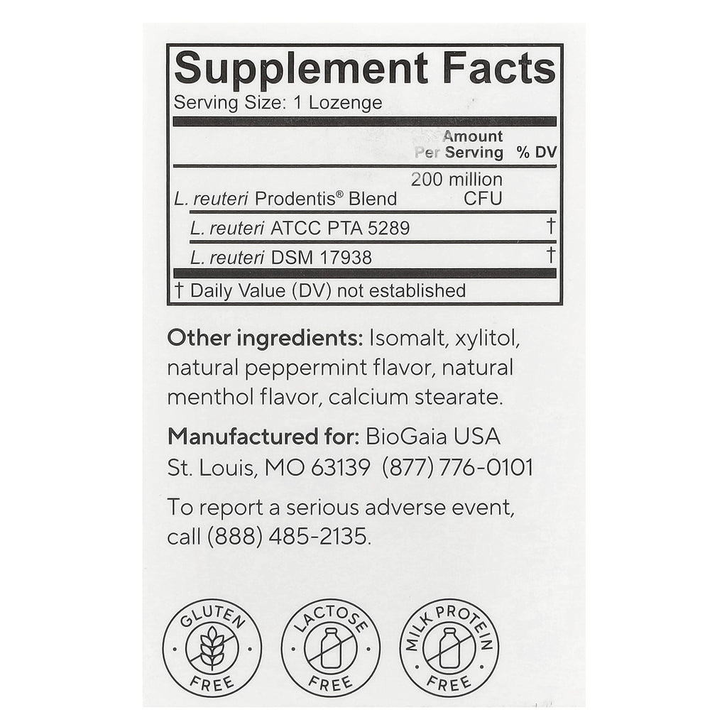Probiotic Oral Health Lozenges for Gums & Teeth - Mint, 30 Count