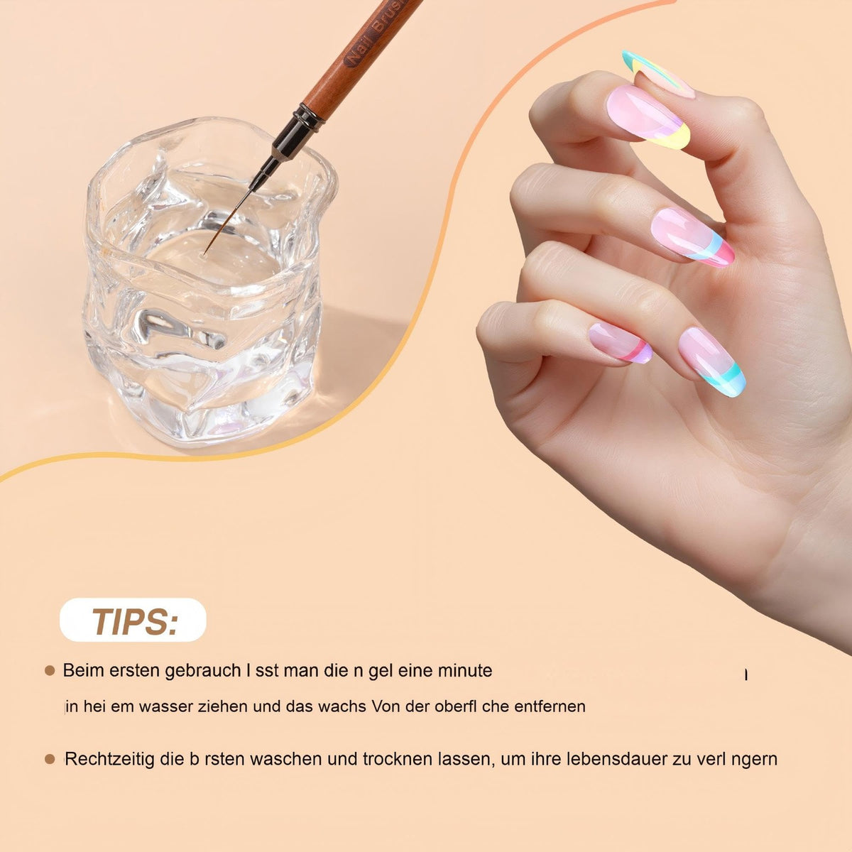 Wooden Nail Art Brushes Set - 5 Pcs Professional Nail Art Tools