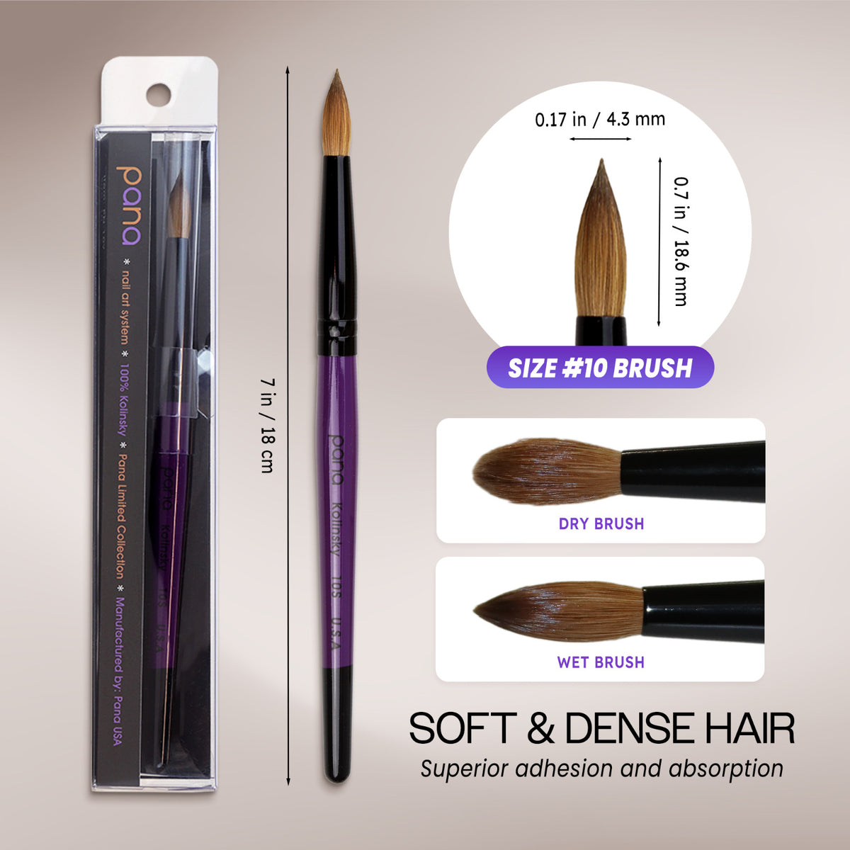 Professional Kolinsky Acrylic Nail Brush Round Size 6-22 - High-Quality Nail Art Tool