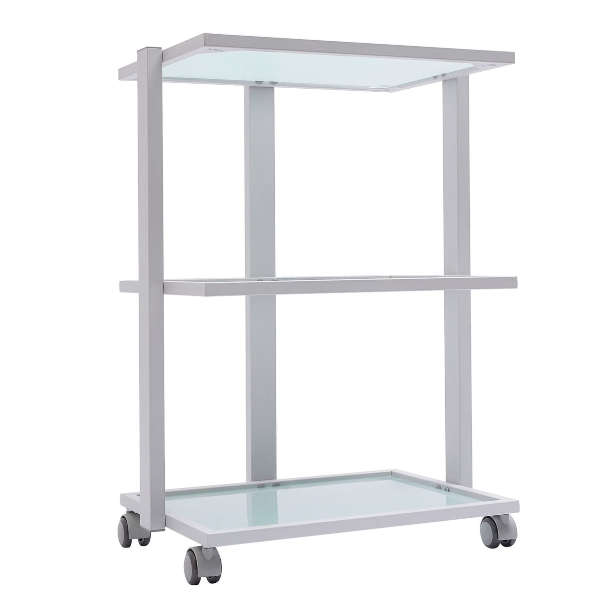 Salon Trolley Esthetician Cart with 3 Glass Shelves - Rolling Beauty Storage Station
