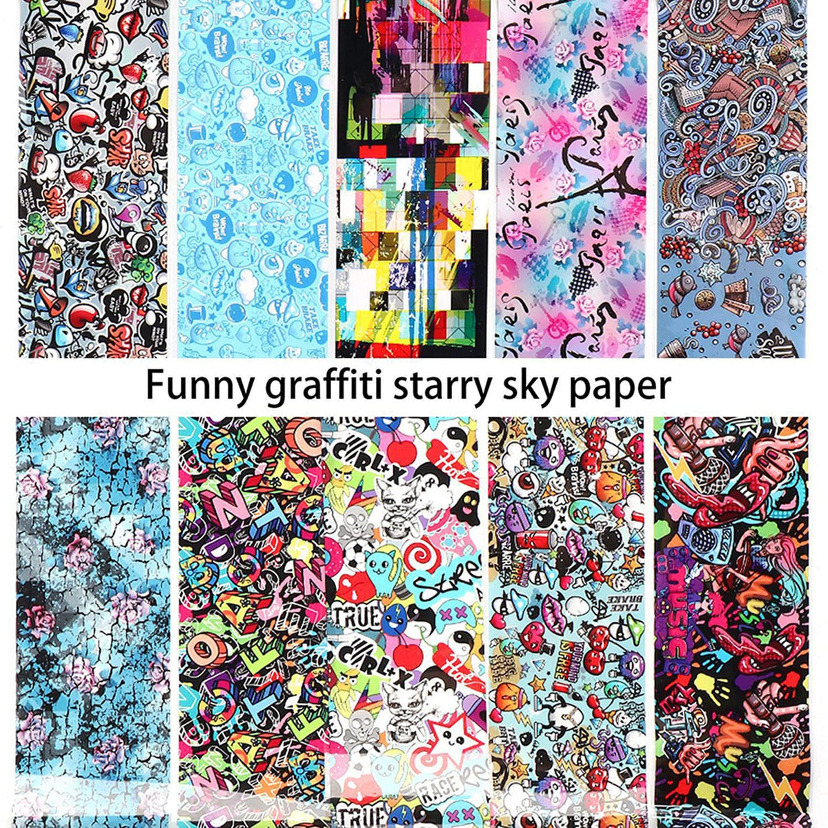 Starry Sky Nail Foil Transfer Sheets for Nail Art & Decals, 10 Sheets