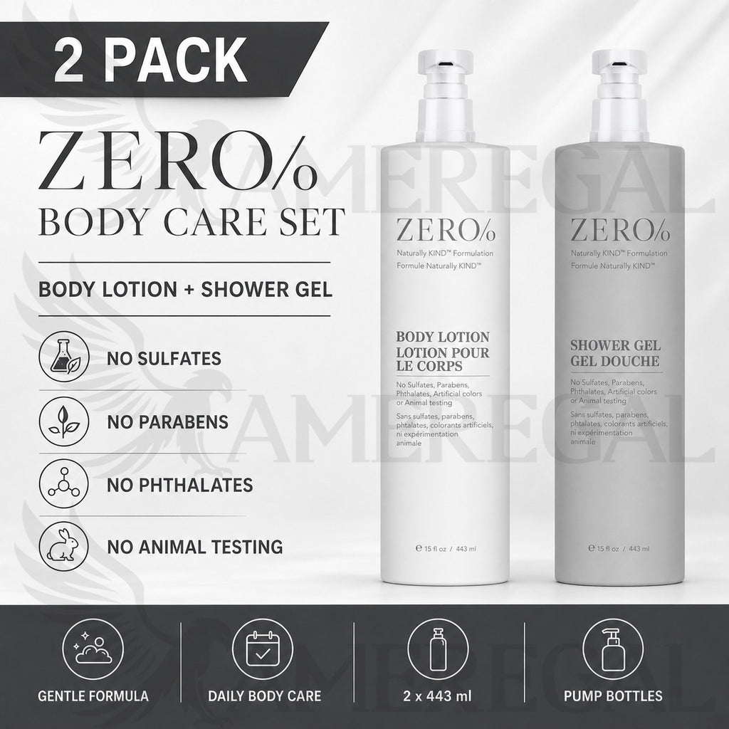 Zero Percent Body Lotion & Shower Gel Twin Pack - 15oz Each, Natural Hydrating Set