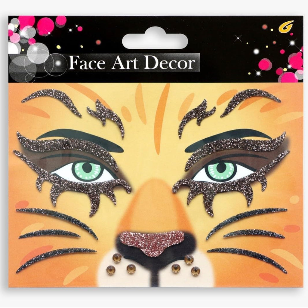 Temporary Glitter Face Tattoos - Animal Print Gems (2 Sheets) for Halloween & Costume