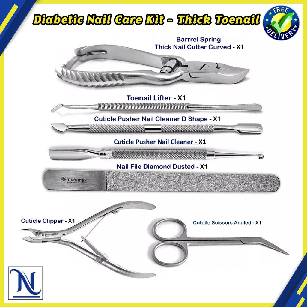 Diabetic Nail Care Kit with Thick Toenail Clippers & Podiatry Tools