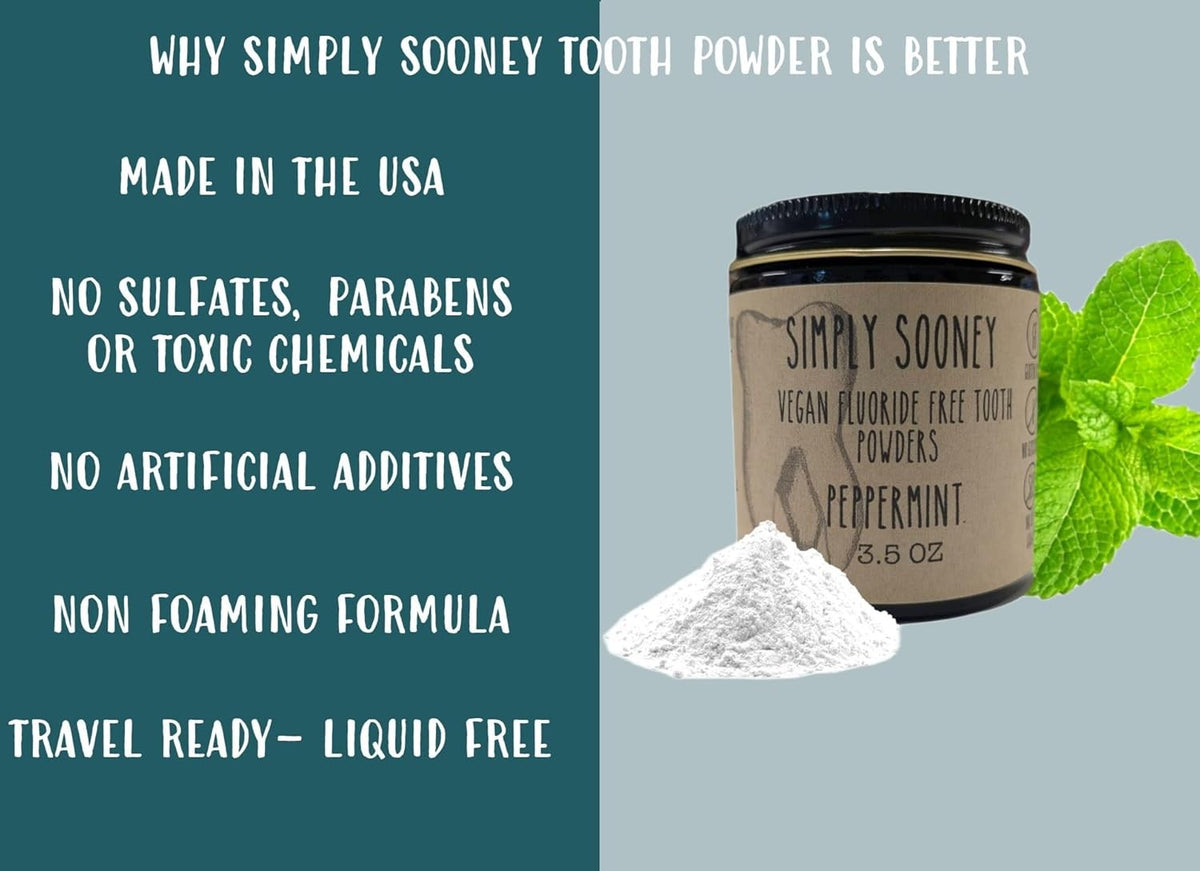 Remineralizing Organic Vegan Fluoride-Free Tooth Powder - Peppermint 1.52oz