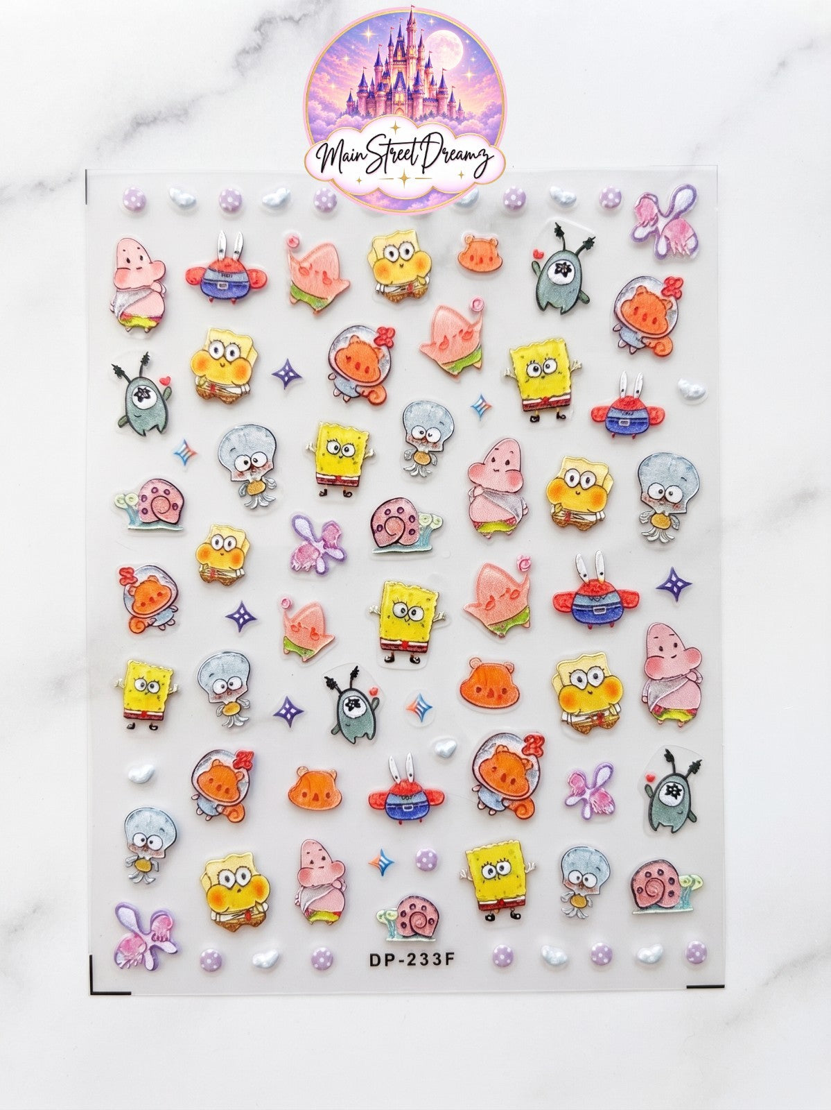 5D SpongeBob Squarepants Nail Art Stickers - Fun Nail Decals for Kids & Teens