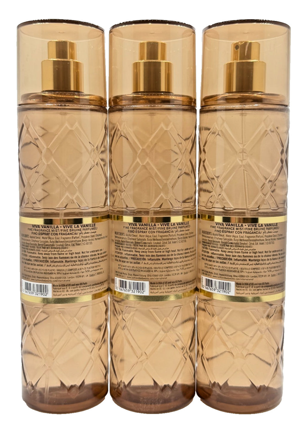 Viva Vanilla Fragrance Mist Spray - Pack of 3, 8 oz each