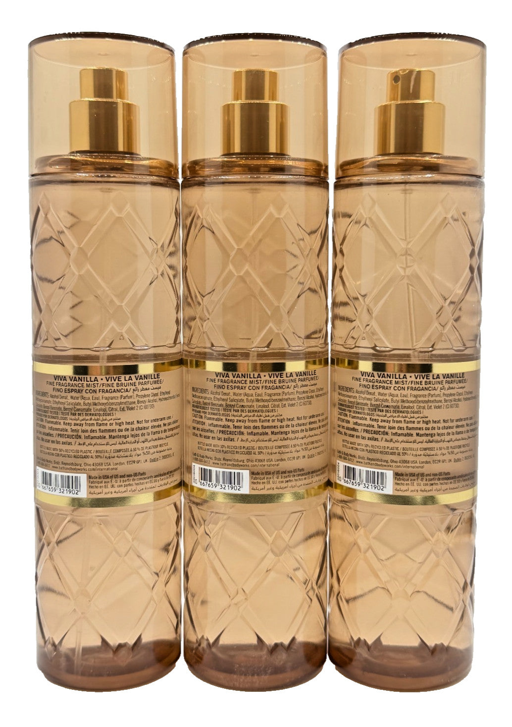 Viva Vanilla Fragrance Mist Spray - Pack of 3, 8 oz each