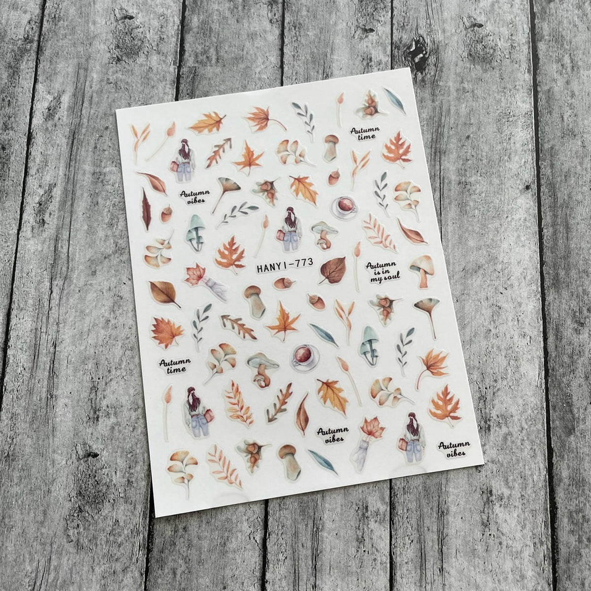 Autumn Leaves Nail Stickers Fall Maple Acorn Mushroom Thanksgiving Self-Adhesive Decals
