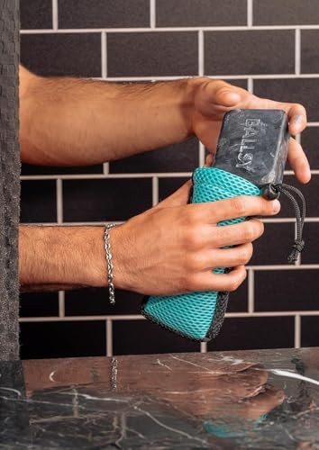 Bath & Body Soap Saver Bag - Exfoliating Shower Tool for Men & Women, Blue