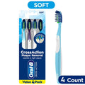 Soft Bristle CrossAction Toothbrushes Pack of 4 for Plaque Removal