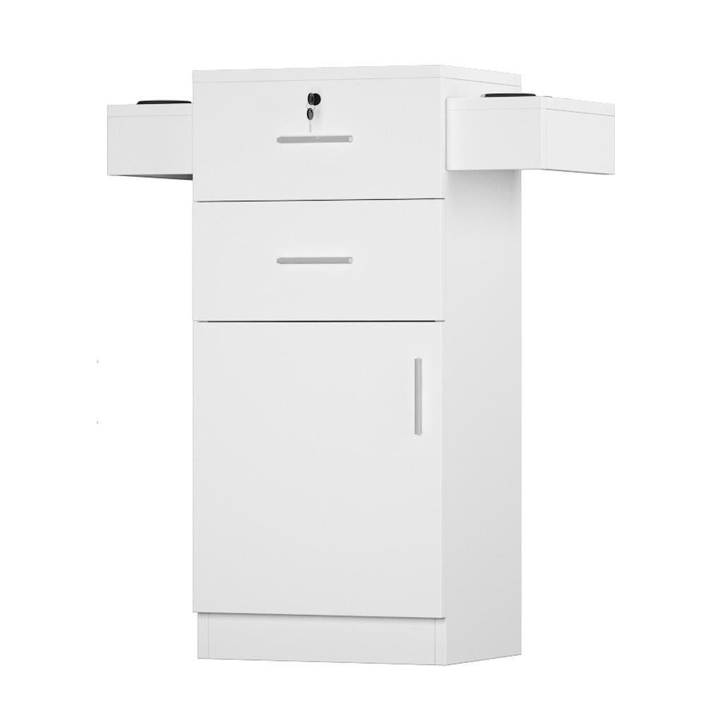 Lockable Salon Styling Station Cabinet with Large Storage & Tool Holders