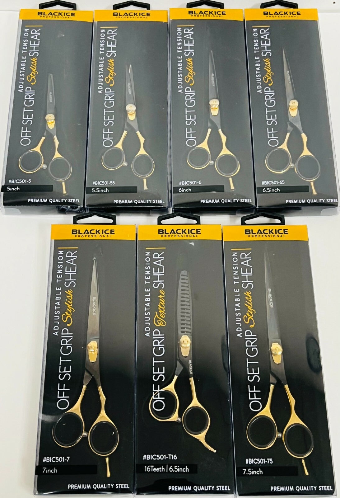 Adjustable Tension Stainless Steel Shears Gold & Black Multi-Size