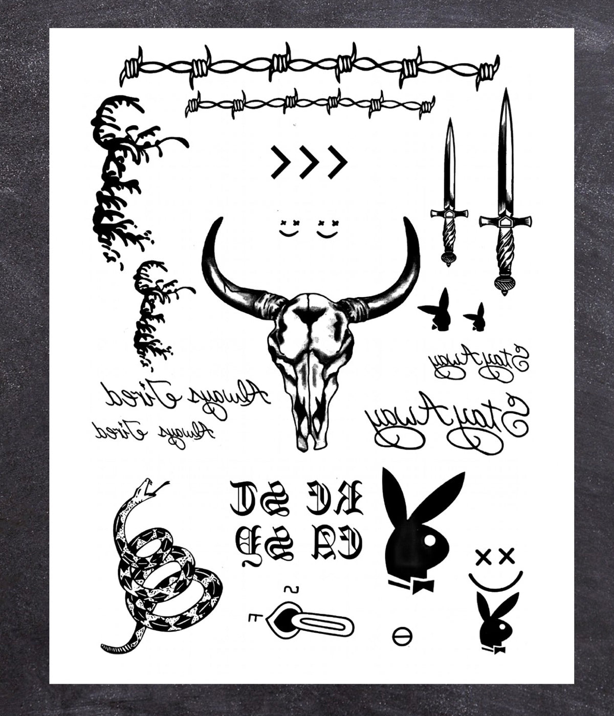 Post Malone Temporary Tattoo Set - Full Face & Skull Bandit Style