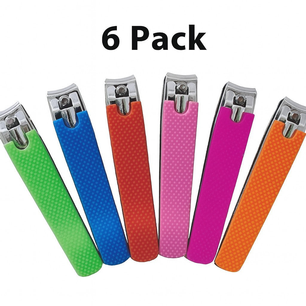 6 Pack Toenail Clippers with Silicone Grip - Stainless Steel & Easy Handle