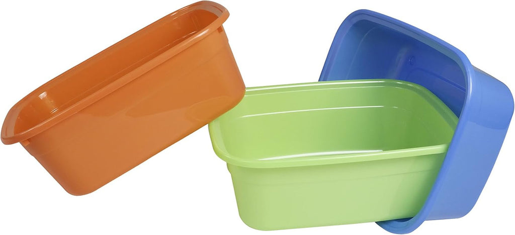 14 Quart Plastic Non-Slip Dish Basin Pan Set - Heavy Duty Kitchen Containers