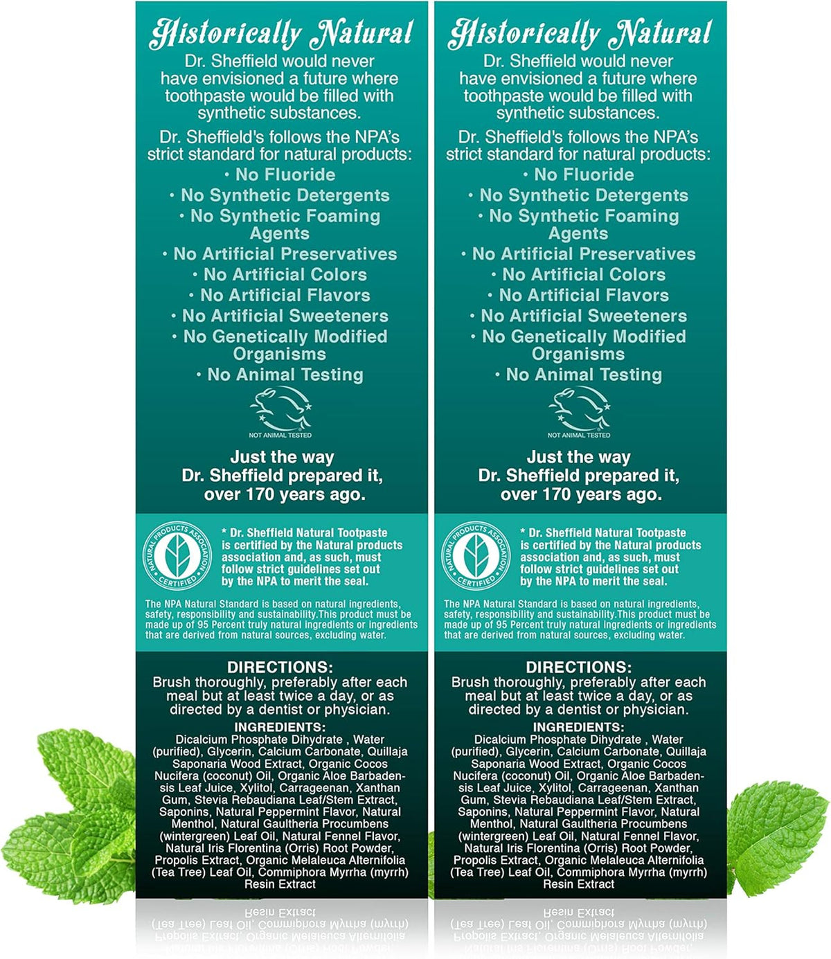 Natural Wintergreen Toothpaste - Fluoride-Free, Whitening, Toxin-Free 2-Pack