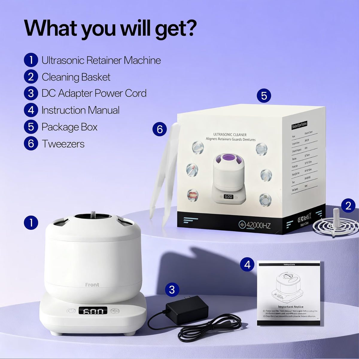 UV Ultrasonic Retainer Cleaner Machine for Dental Guards & Invisalign