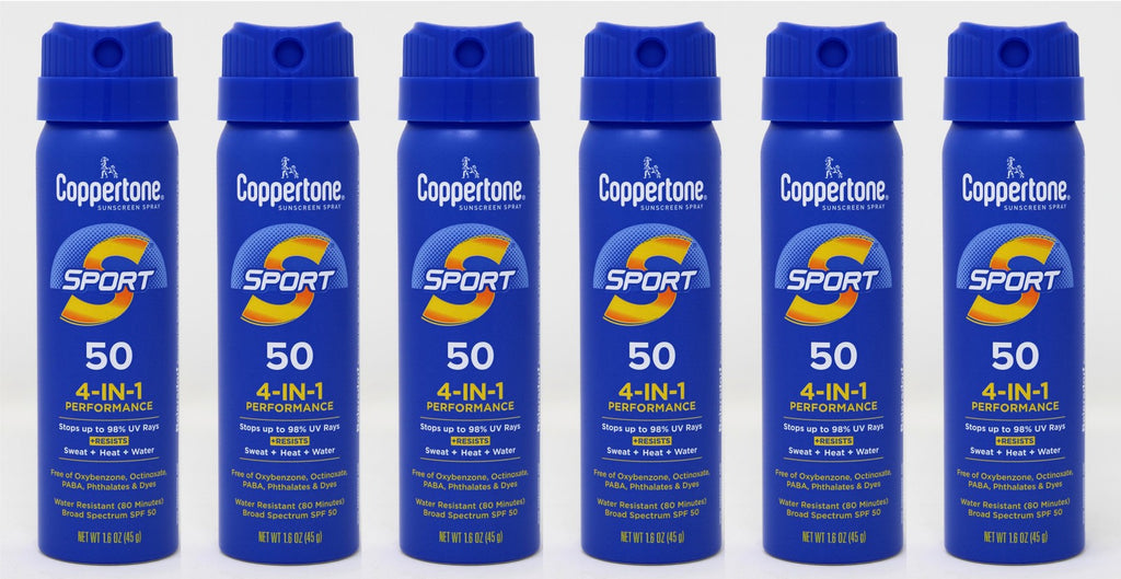 Water-Resistant Sunscreen Spray SPF 50 - Pack of 6, Water Sports & Outdoor Protection