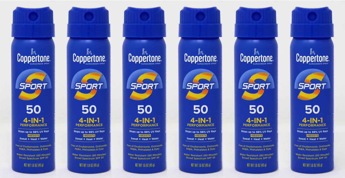 Water-Resistant Sunscreen Spray SPF 50 - Pack of 6, Water Sports & Outdoor Protection