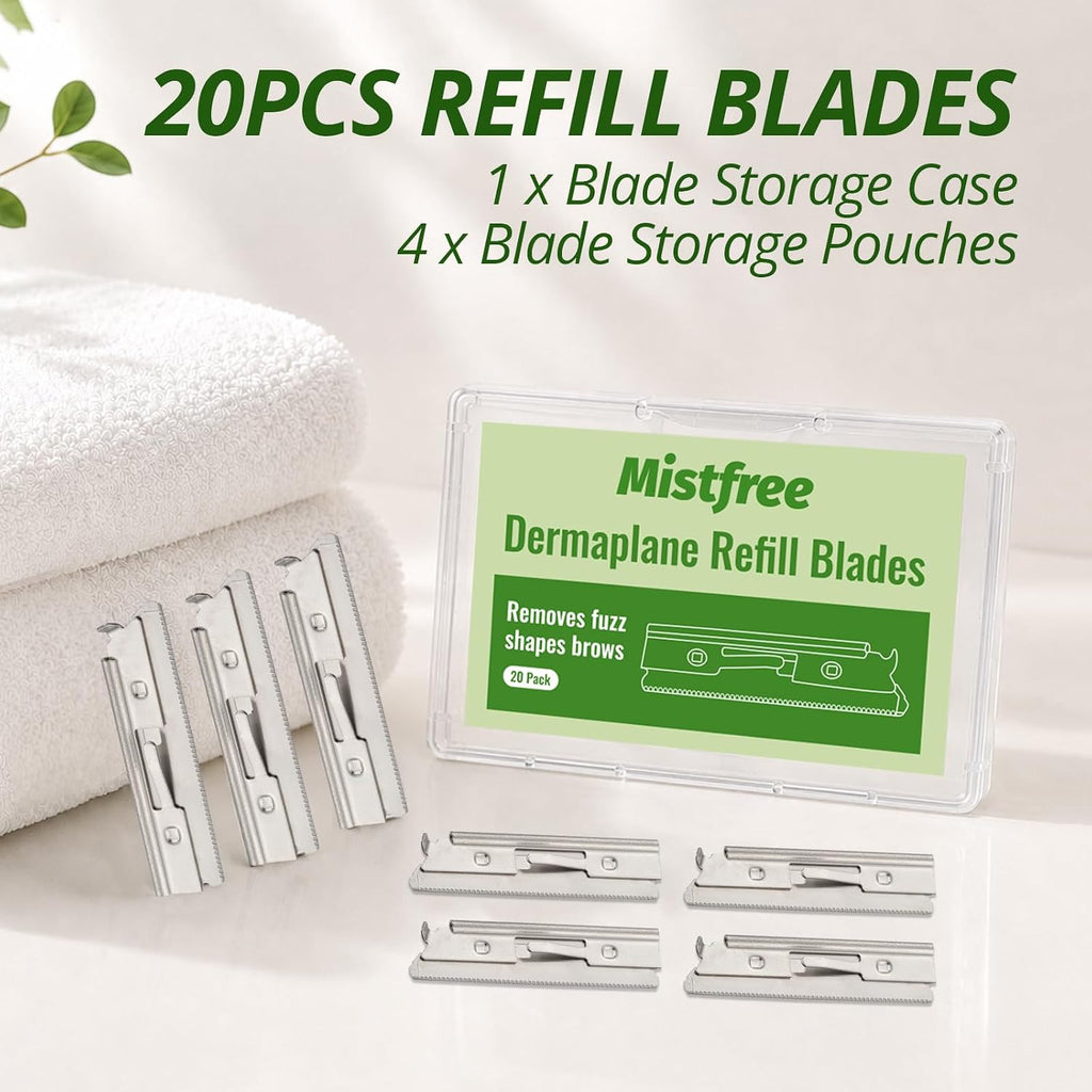 20-Pack Dermaplane Razor Blades for Facial & Eyebrow Grooming - Stainless Steel Replacement Blades