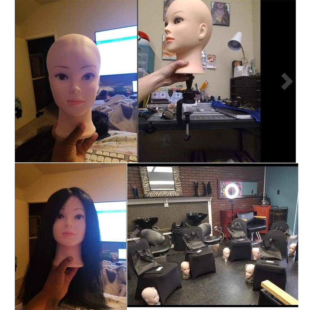 11-Inch Bald Mannequin Head for Wigs and Hats with Clamp Holder