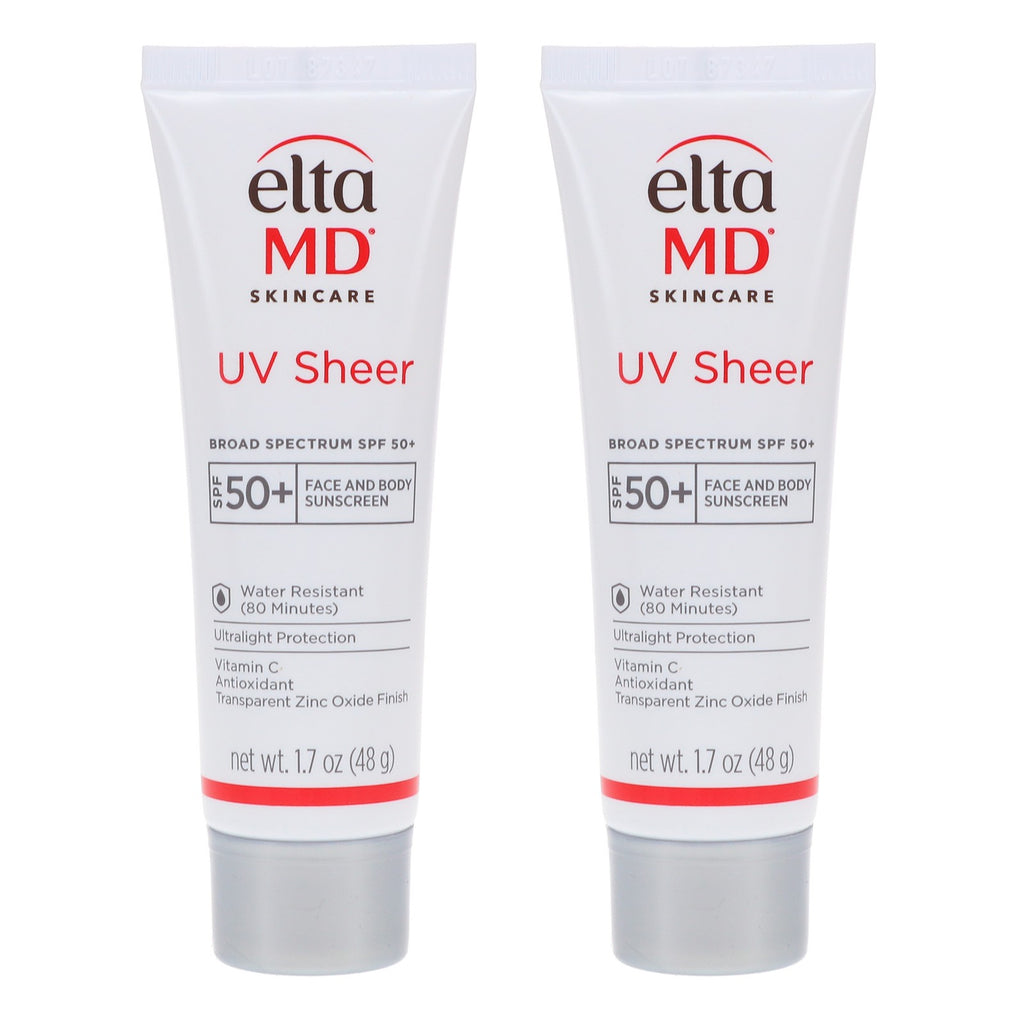 2 Pack EltaMD UV Sheer Broad Spectrum SPF 50+ Facial Sunscreen 1.7 oz