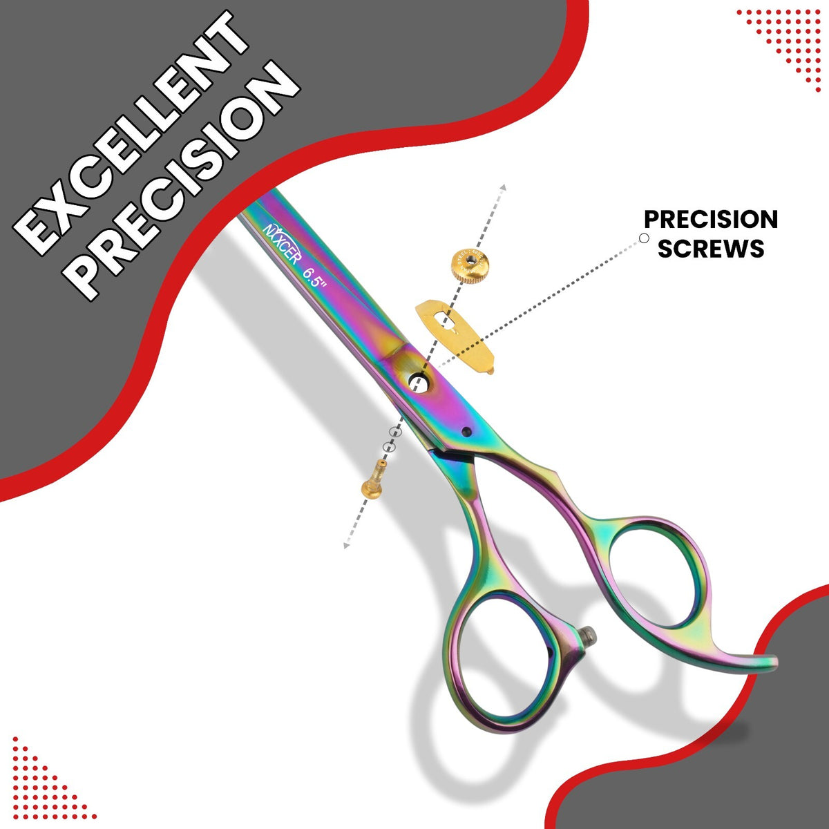 Professional Hair Cutting Scissors 6.5 Inch Japanese Steel Rainbow Finish
