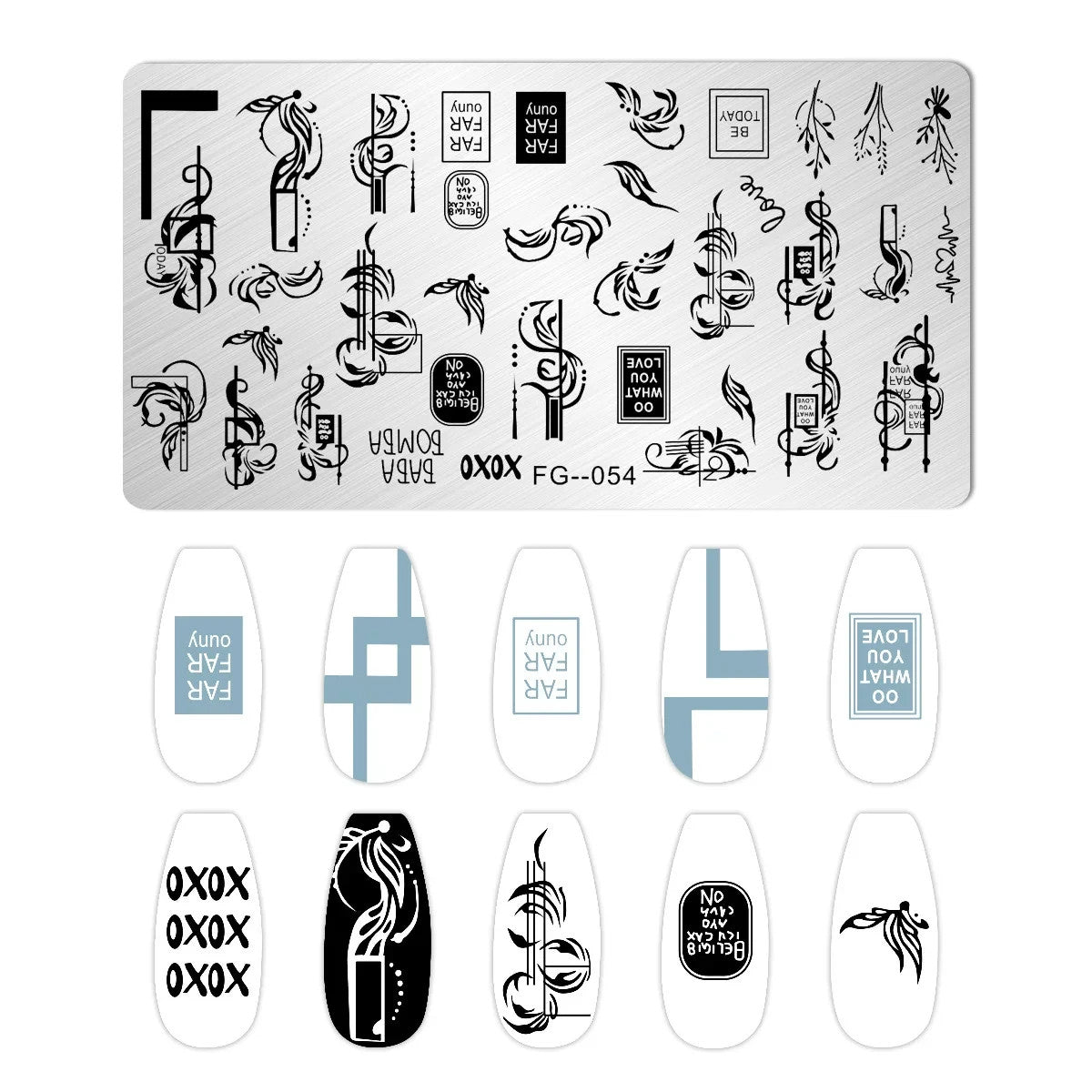 Nail Stamping Plate FG054 Swirls & Signs for Nail Art