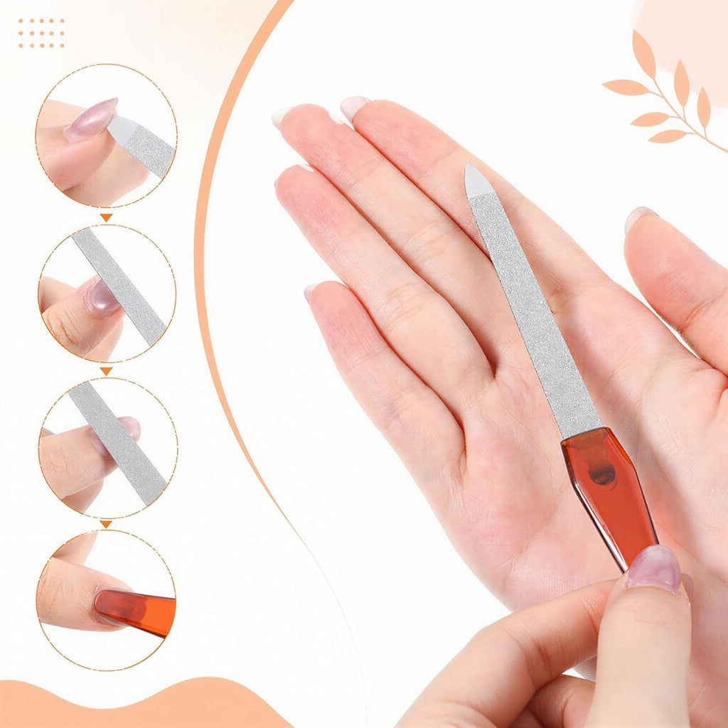 Metal Nail File Set with Sharp Pointed Tips & Leather Sheath Case - 3 Pack, 5 Inch