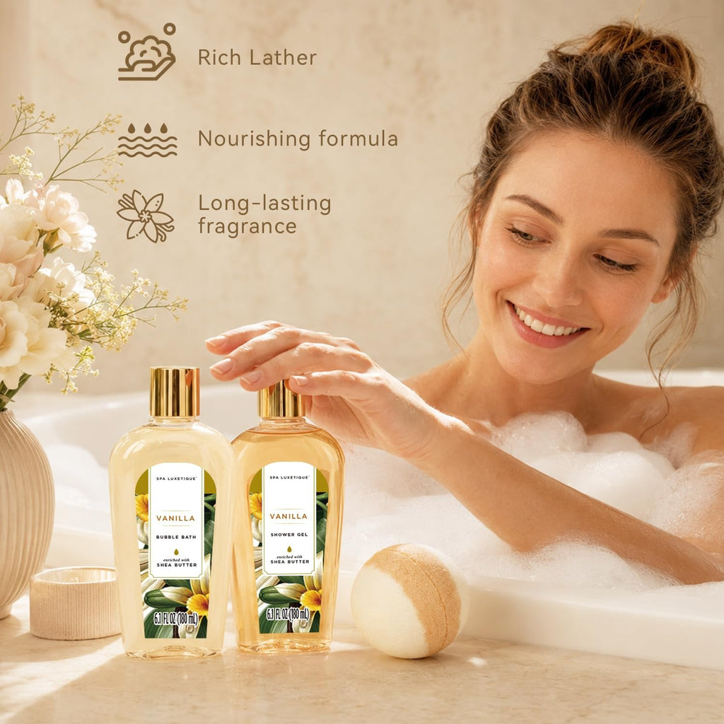 Luxury Spa Gift Basket for Women - 12-Piece Vanilla Bath & Body Set