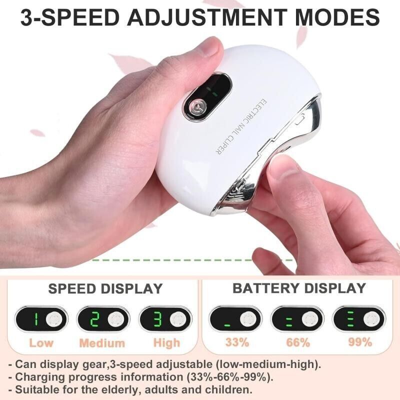 Electric Nail Clipper for Thick Toenails - Safe Pedicure Tool with Storage Box