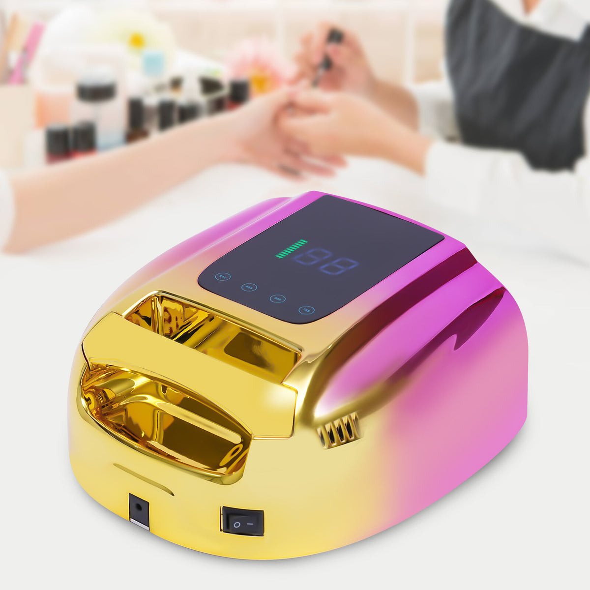 Rechargeable Cordless Nail Dryer 96W LED UV Manicure Lamp with 4 Timer Settings