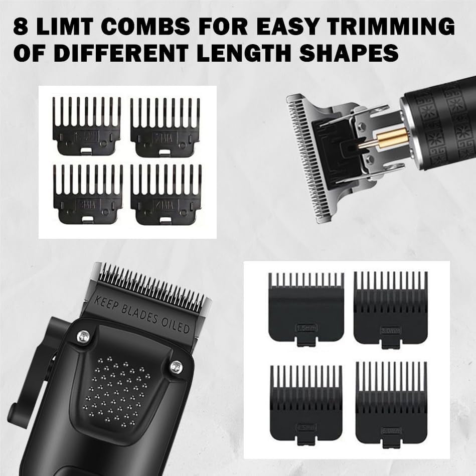 Professional Men's Hair Cutting Kit - 3-in-1 Hair Trimmer, T-Shaped Clipper & Shaver