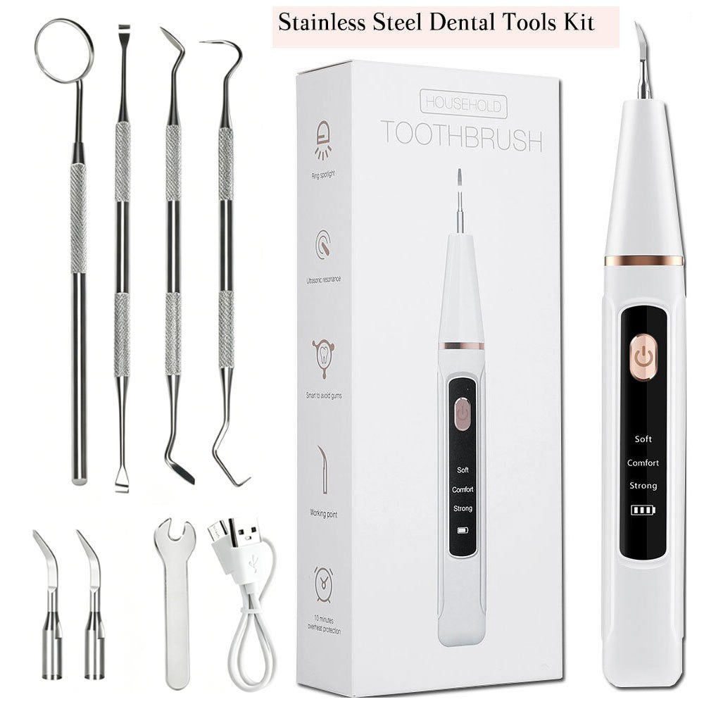 Electric Tooth Cleaner Tartar Plaque Remover Dental Scaler Kit - Ultrasonic Oral Care