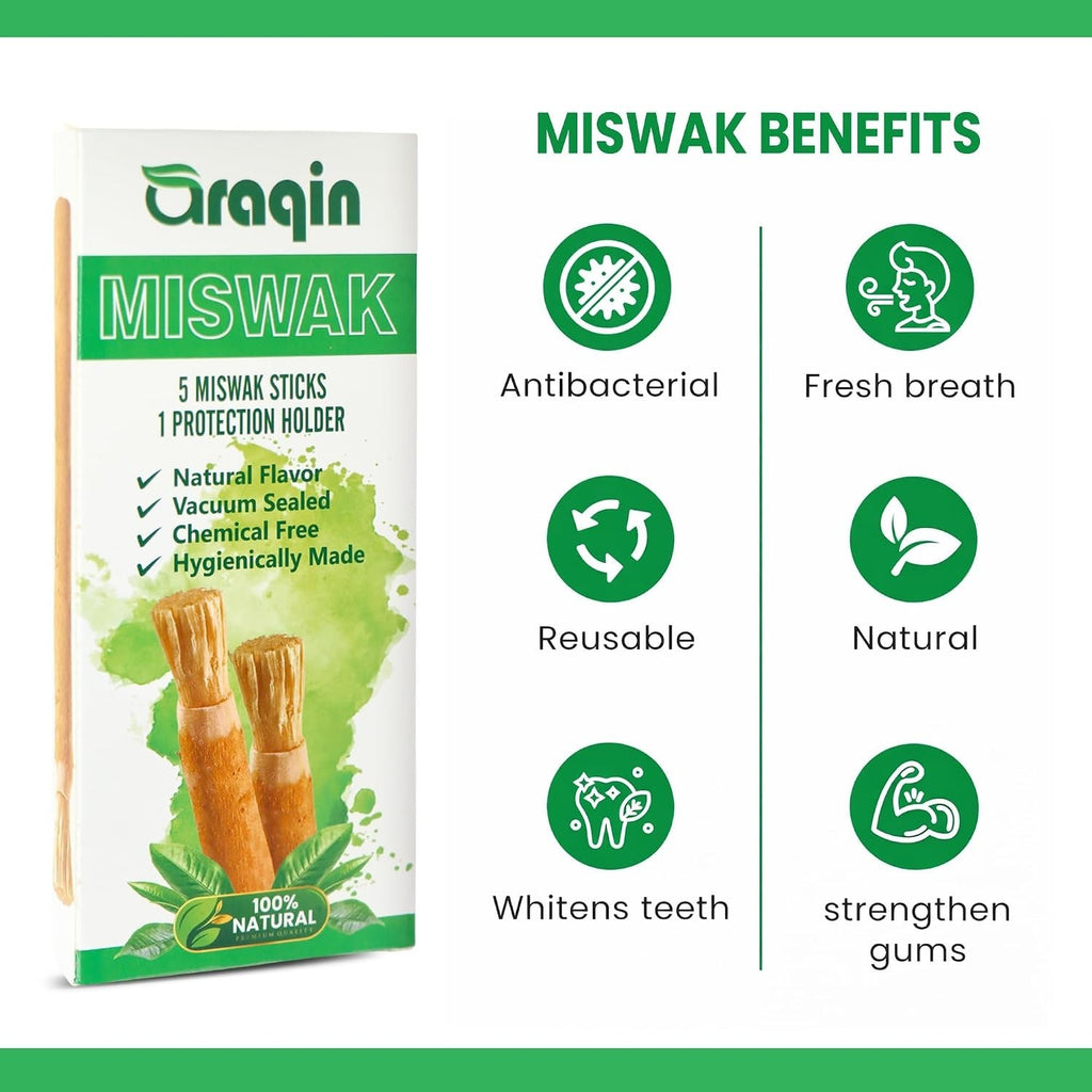 Natural Miswak Teeth Sticks Pack with Holder - Eco-Friendly Oral Care