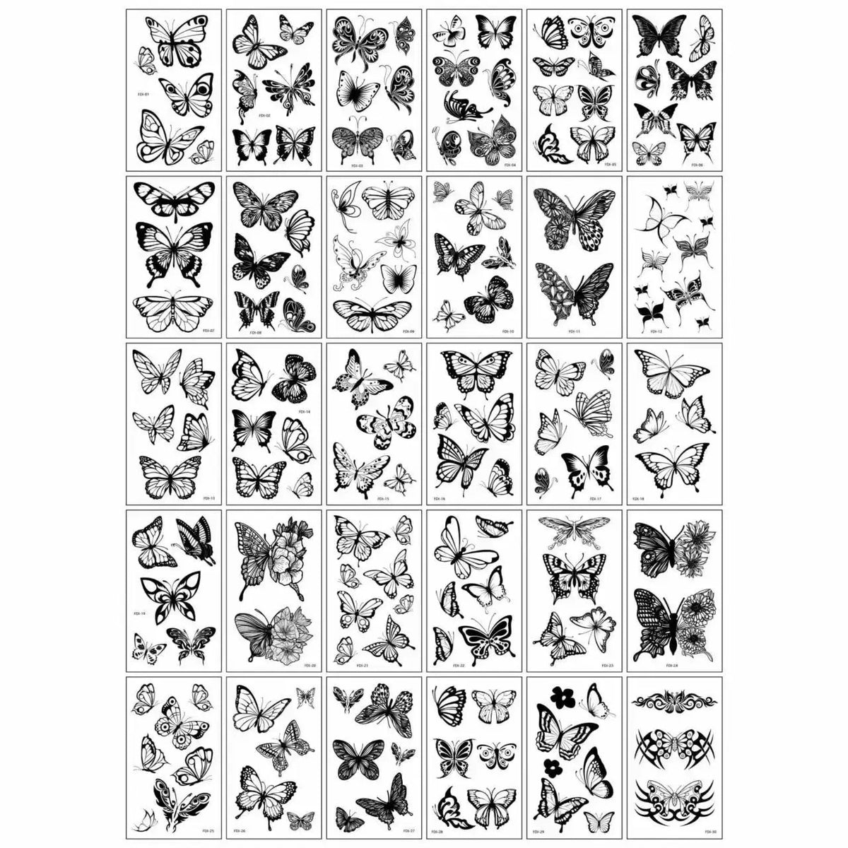 Waterproof Temporary Tattoos Set – Butterfly, Rose & Feather Stickers (Disposable)