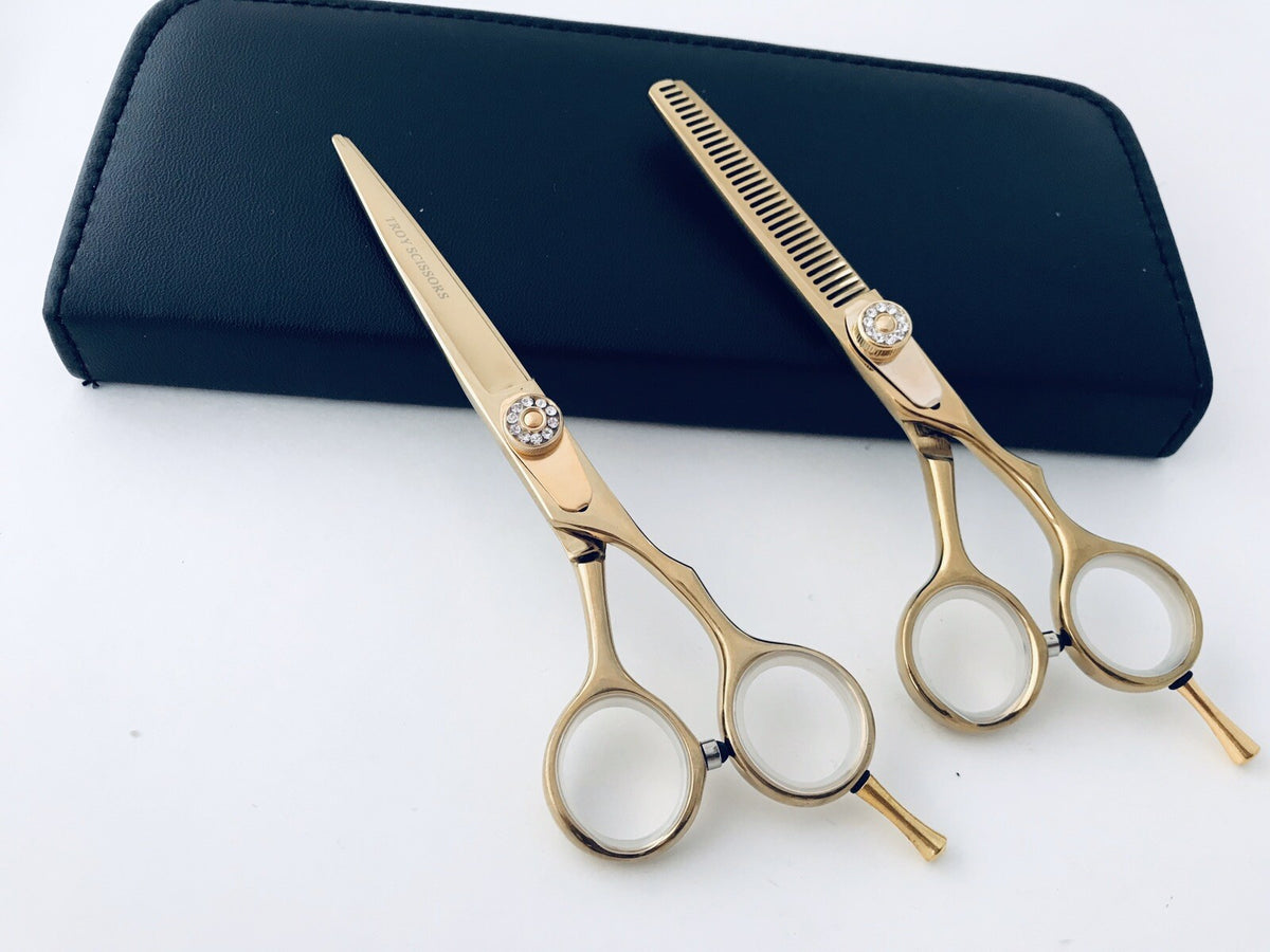 Professional Hair Cutting & Thinning Scissors Set - Titanium Japanese Steel 5" Barber Shears