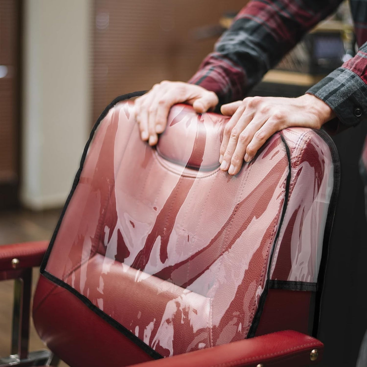 Clear PVC Salon Chair Cover Protector for Barber & Styling Chairs
