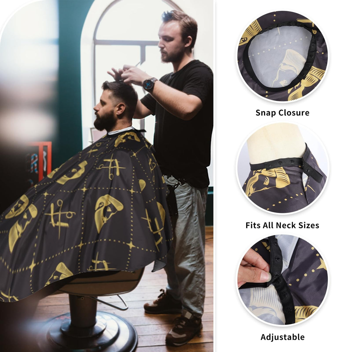 Professional Hair Cutting Cape with Neck Brush - Salon & Barber Kit